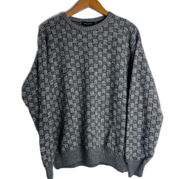 Mino Milano Gray Retro Y2K Crewneck Pullover Sweater Wool Blend Size Medium - Picture 1 of 9